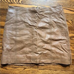 Free People Brown Pleather Mini Skirt